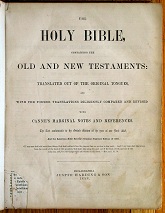 Title page of the Spencer Family bible. Click to enlarge.